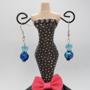 Blue Crystal and Acrylic Swirl Earrings